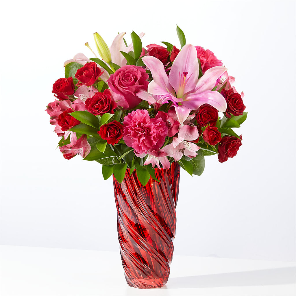 In Love Bouquet with Luxe Swirl Vase – Marshall Floral Llc, Marshall MO