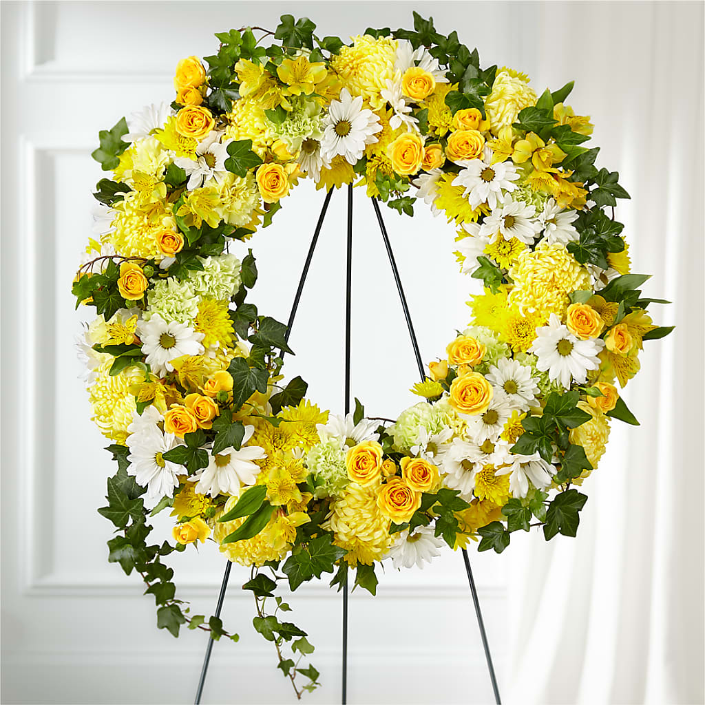Golden Remembrance Wreath – Marshall Floral Llc, Marshall MO