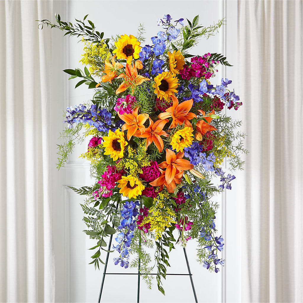 Sunlit Memories Standing Spray (Standard) – Marshall Floral Llc, Marshall MO