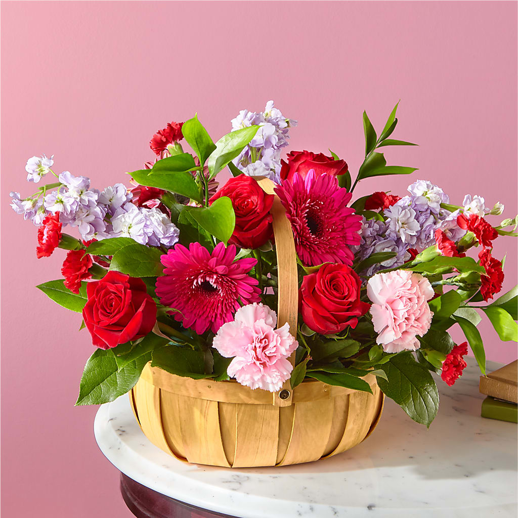 Pink Picnic Basket – Marshall Floral Llc, Marshall MO