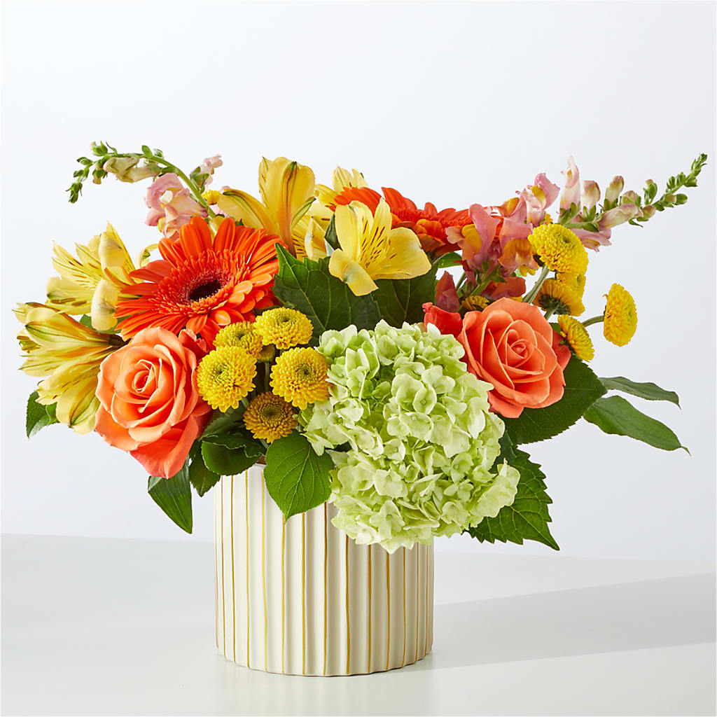 Autumn Sunshine Bouquet with Ivory Vase –  Marshall Floral Llc, Marshall MO