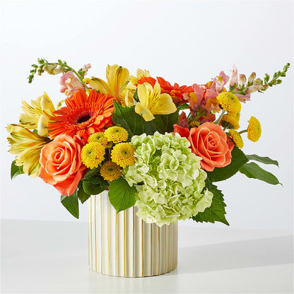 Autumn Sunshine Bouquet with Ivory Vase –  Marshall Floral Llc, Marshall MO