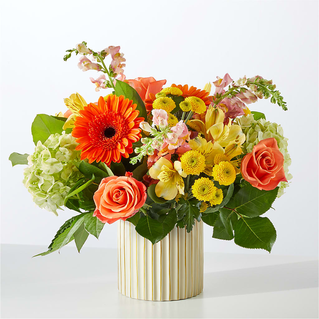 Autumn Sunshine Bouquet with Ivory Vase –  Marshall Floral Llc, Marshall MO