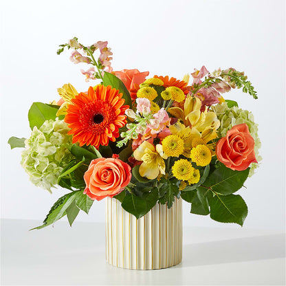 Autumn Sunshine Bouquet with Ivory Vase –  Marshall Floral Llc, Marshall MO