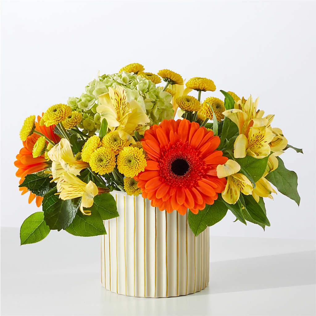 Autumn Sunshine Bouquet with Ivory Vase –  Marshall Floral Llc, Marshall MO