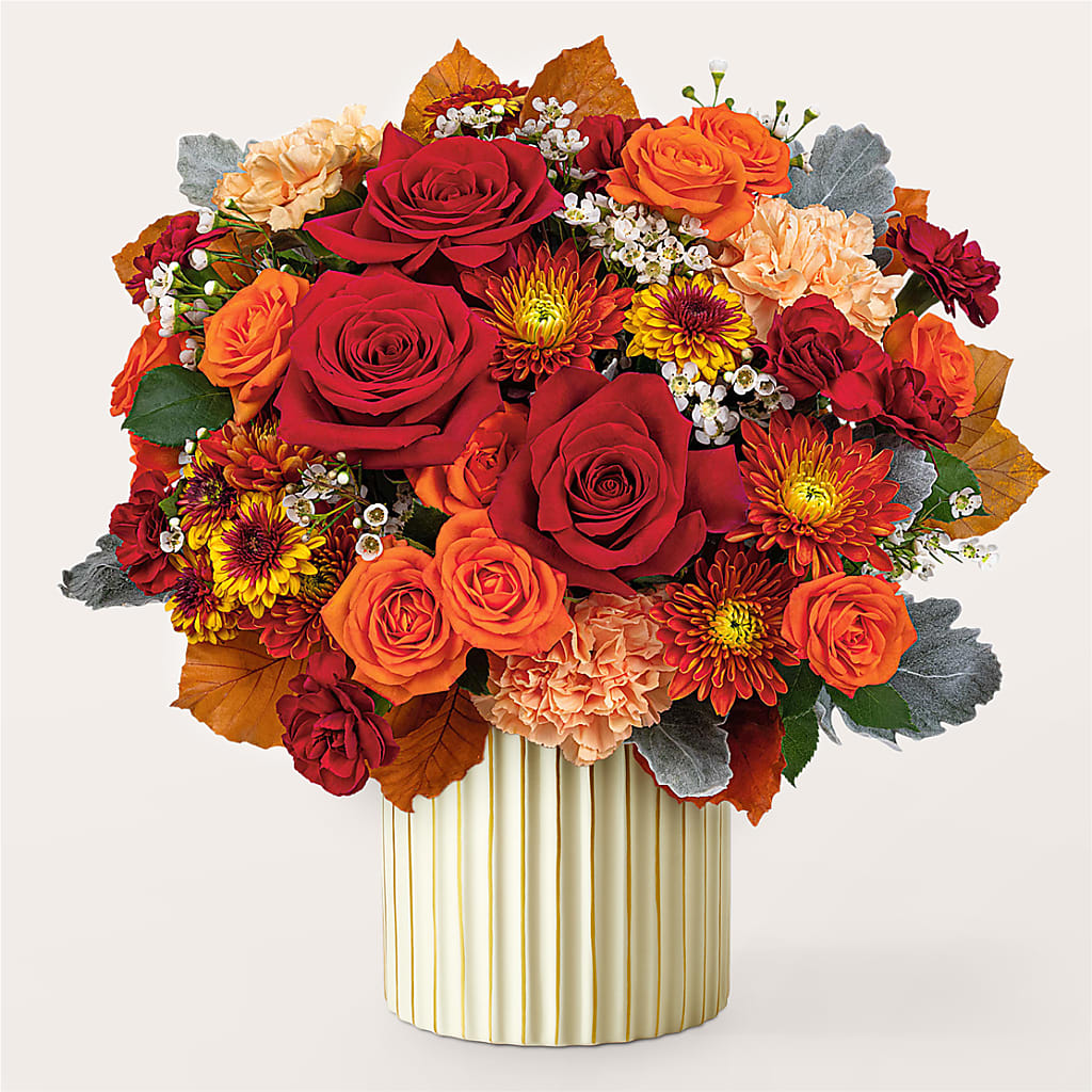 Merlot Bouquet with Ivory Vase –  Marshall Floral Llc, Marshall MO
