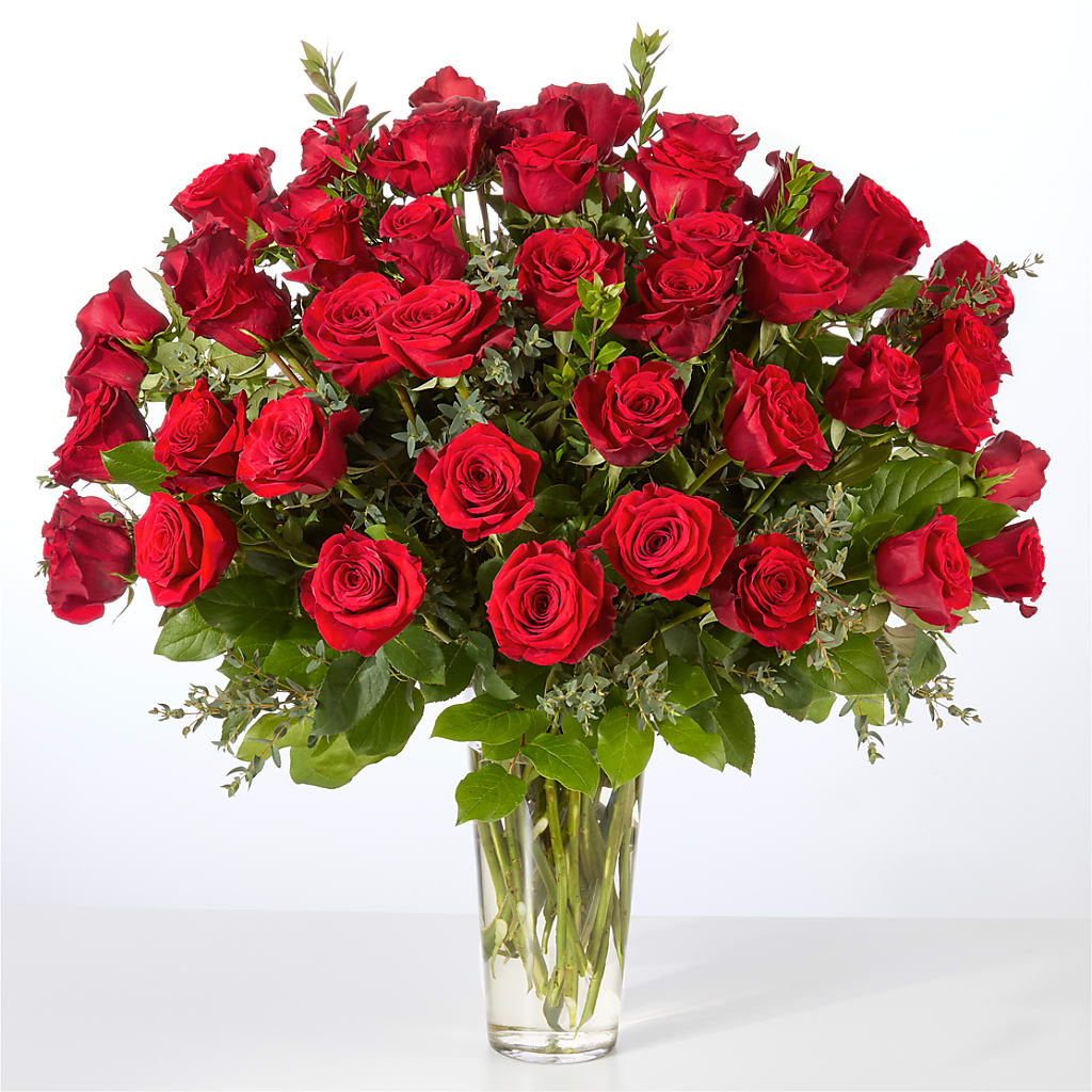 Forever Yours Fifty Stem Red Rose Bouquet –  Marshall Floral Llc, Marshall MO